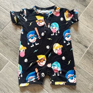 Birdie Bean Slugger Shortie
Romper Baseball Bamboo 3-6
Months
